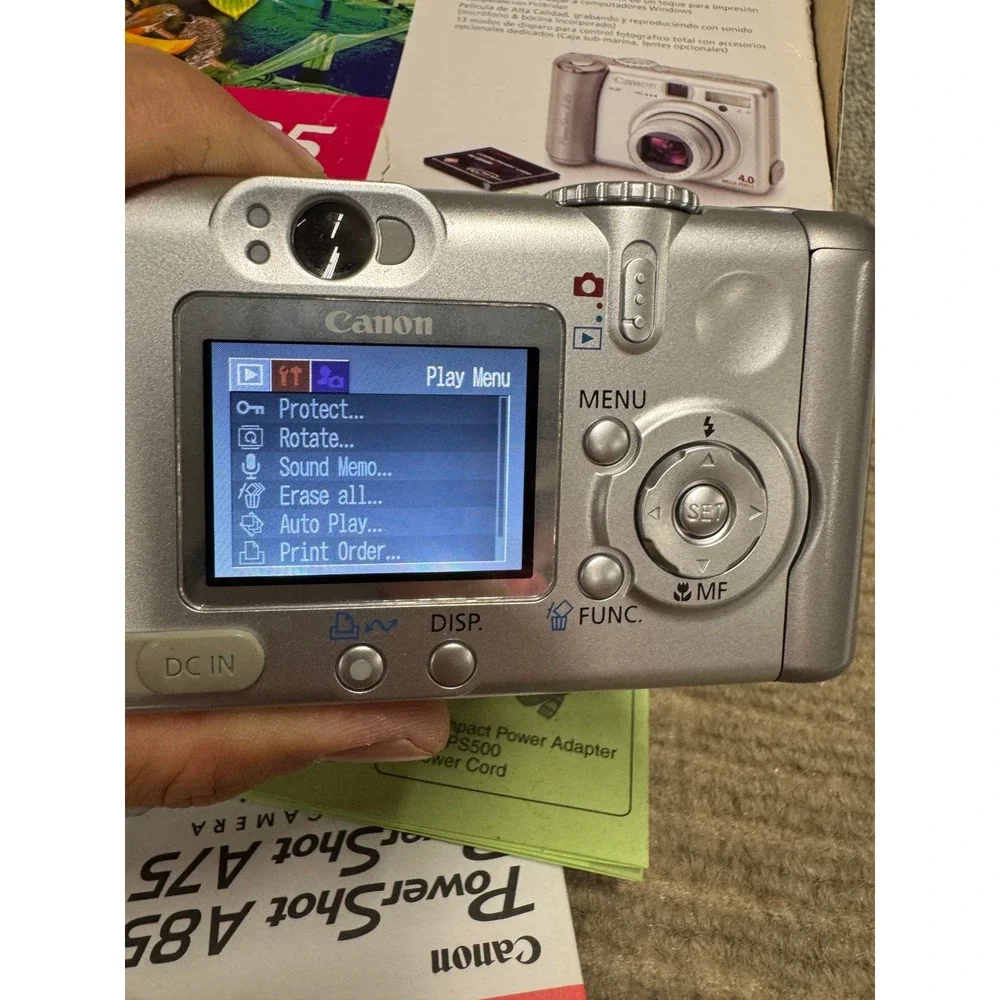Canon PowerShot A85 Digital Camera 4.0MP 3x Optical Zoom Silver Vintage Bundle